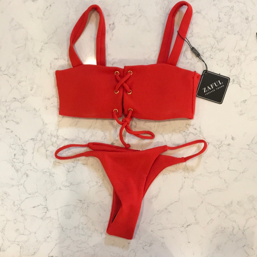 Coral colored zaful bikini